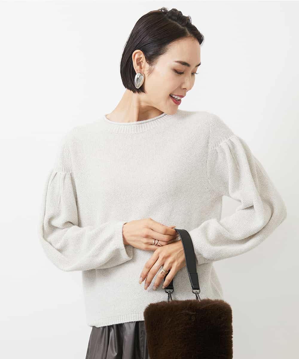 FMFAA50220 MICHEL KLEIN(ミッシェルクラン) パフスリーブラメニット ベージュ