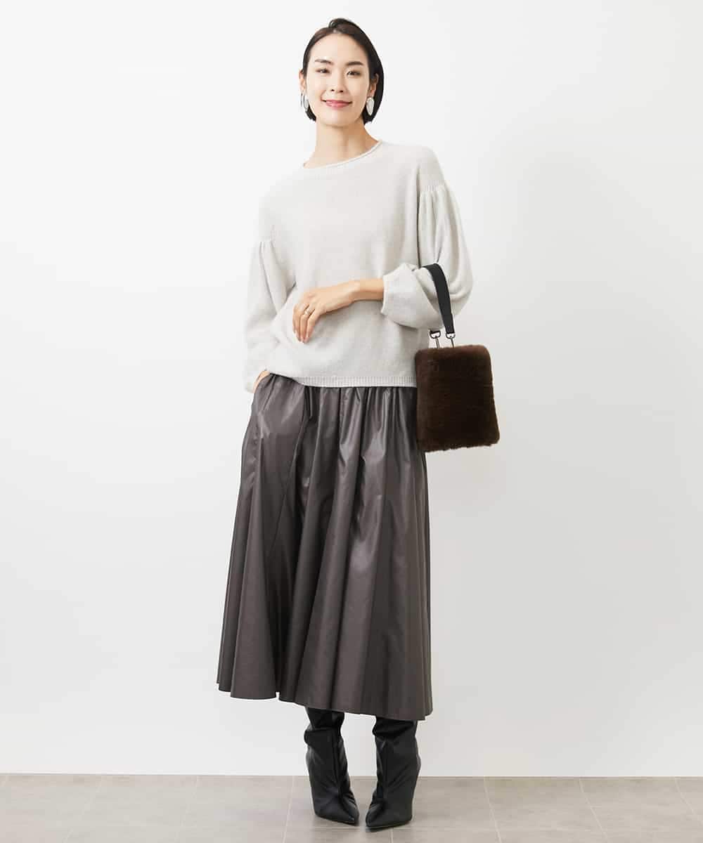 FMFAA50220 MICHEL KLEIN(ミッシェルクラン) パフスリーブラメニット ベージュ