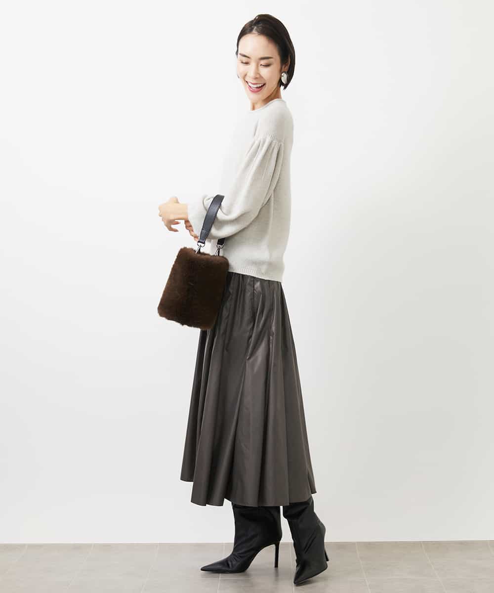 FMFAA50220 MICHEL KLEIN(ミッシェルクラン) パフスリーブラメニット ベージュ