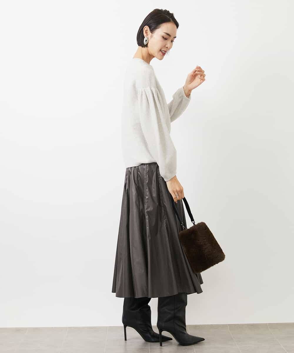 FMFAA50220 MICHEL KLEIN(ミッシェルクラン) パフスリーブラメニット ベージュ