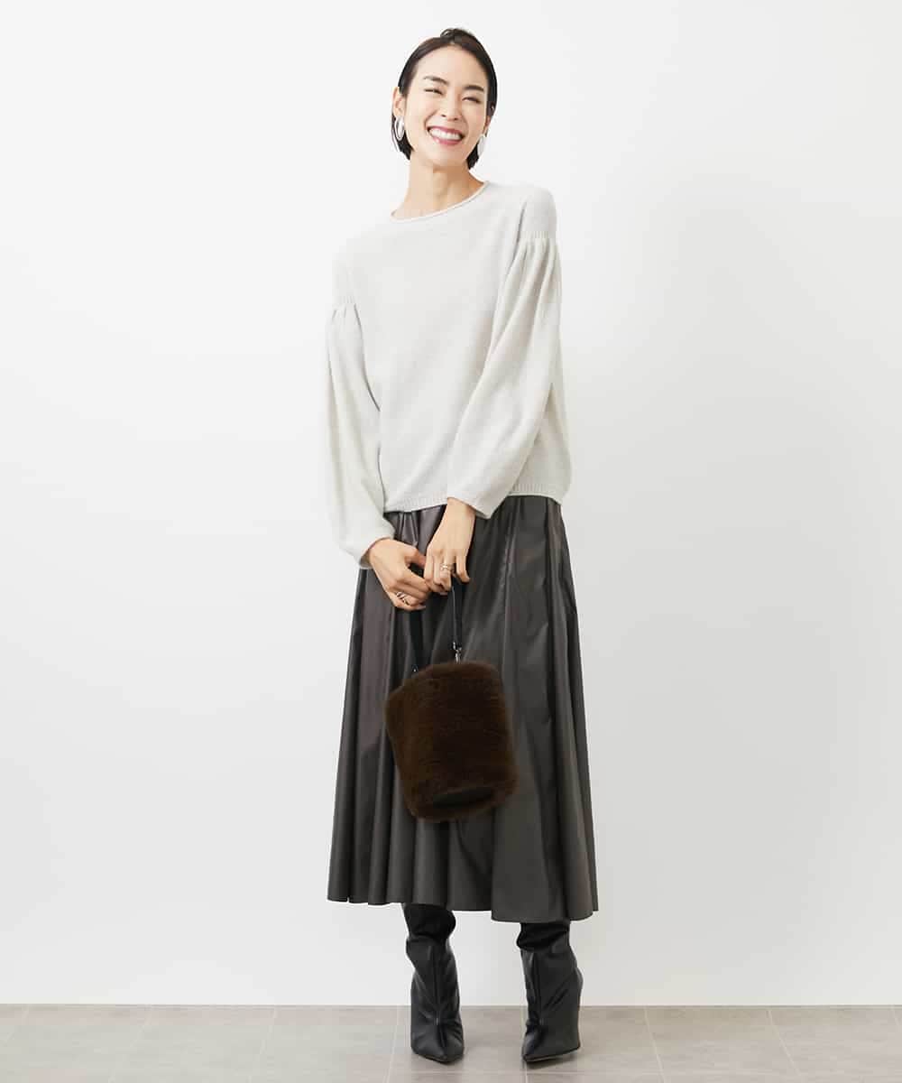 FMFAA50220 MICHEL KLEIN(ミッシェルクラン) パフスリーブラメニット ベージュ