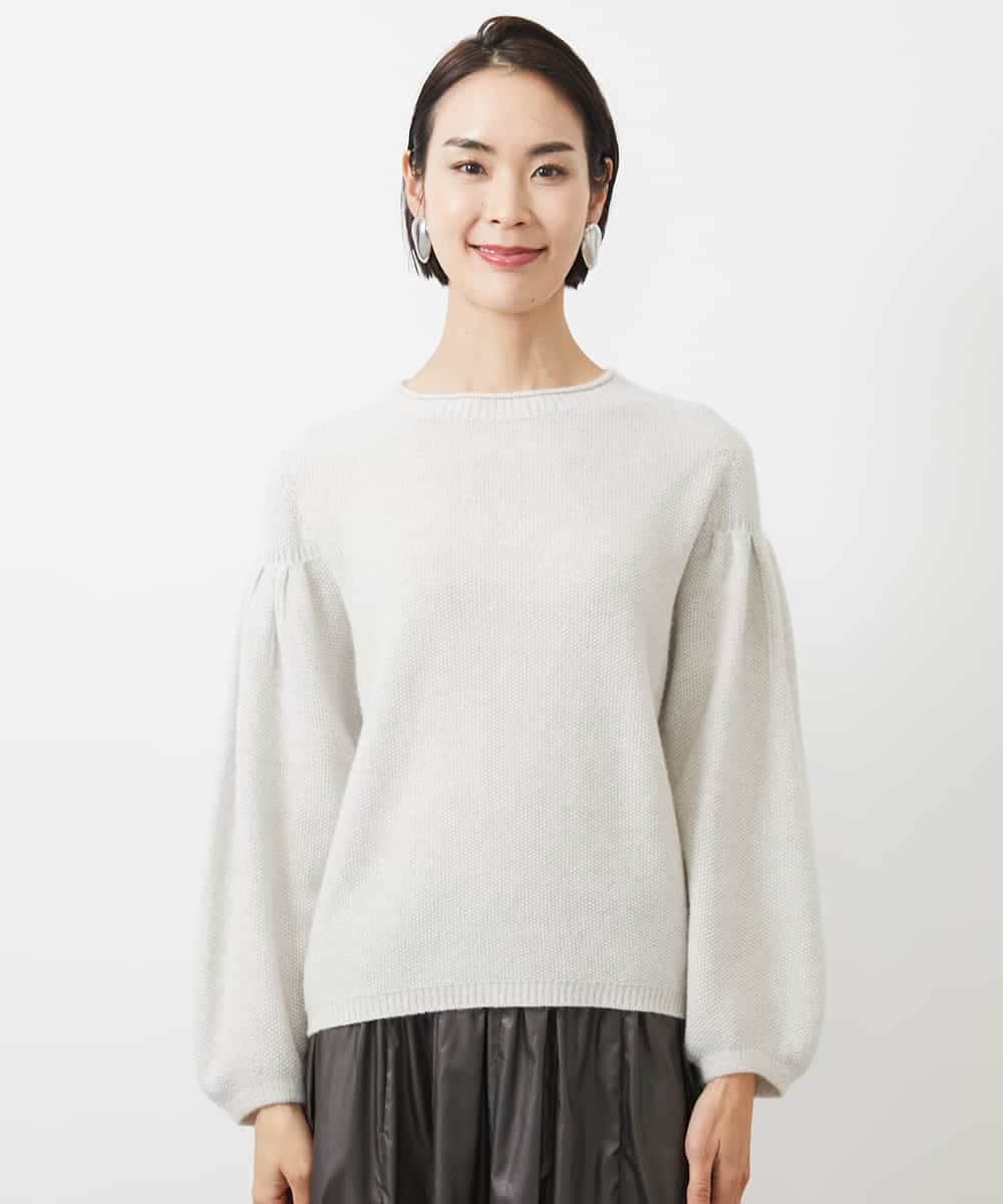 FMFAA50220 MICHEL KLEIN(ミッシェルクラン) パフスリーブラメニット ベージュ