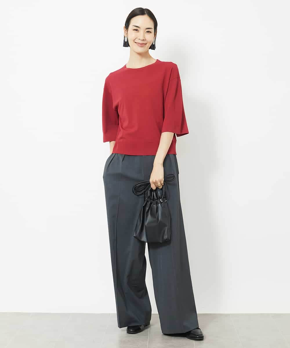 FMFAA70200 MICHEL KLEIN(ミッシェルクラン) [WEB限定]スリットスリーブニット レッド(05)