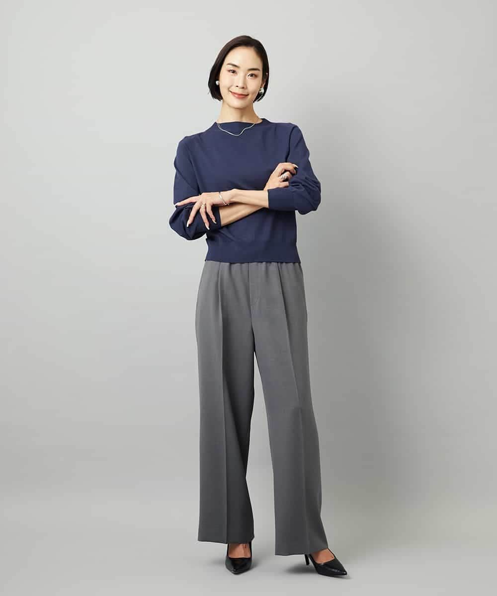 FMFAD15190 MICHEL KLEIN(ミッシェルクラン) ホールガーメント(R)ボトルネックニット ネイビー