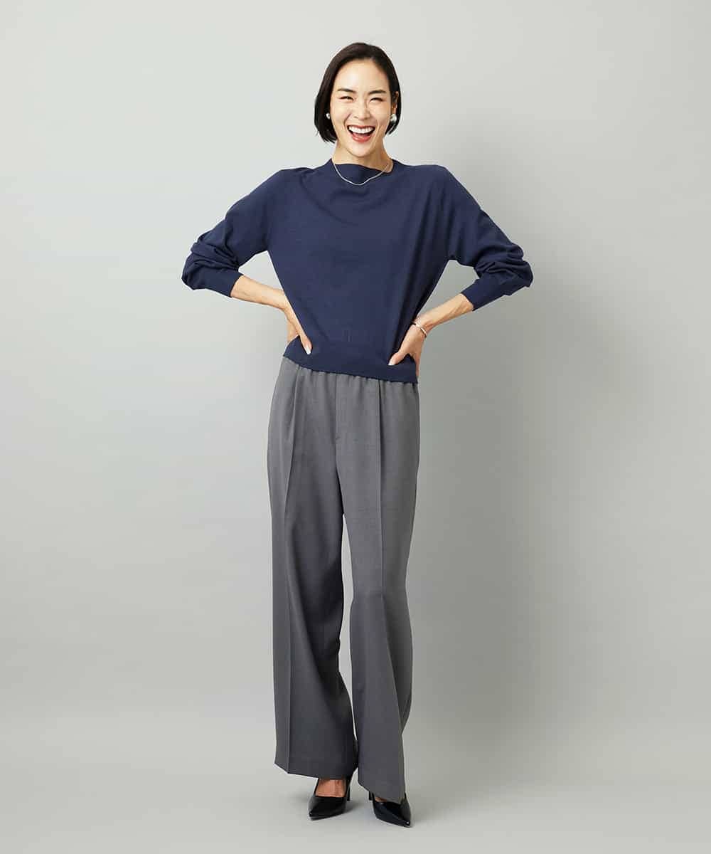 FMFAD15190 MICHEL KLEIN(ミッシェルクラン) ホールガーメント(R)ボトルネックニット ネイビー