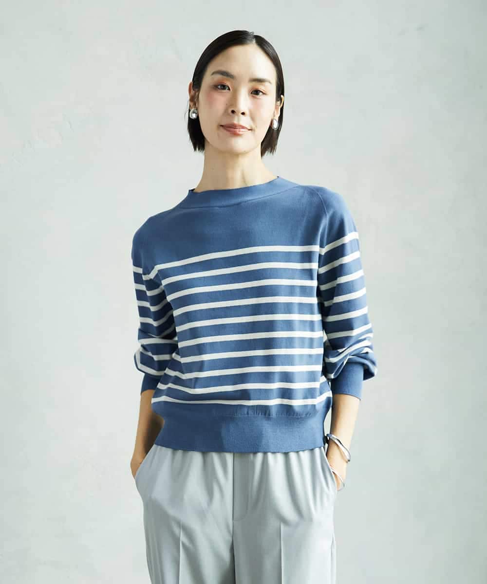 FMFAD15190 MICHEL KLEIN(ミッシェルクラン) ホールガーメント(R)ボトルネックニット ネイビー