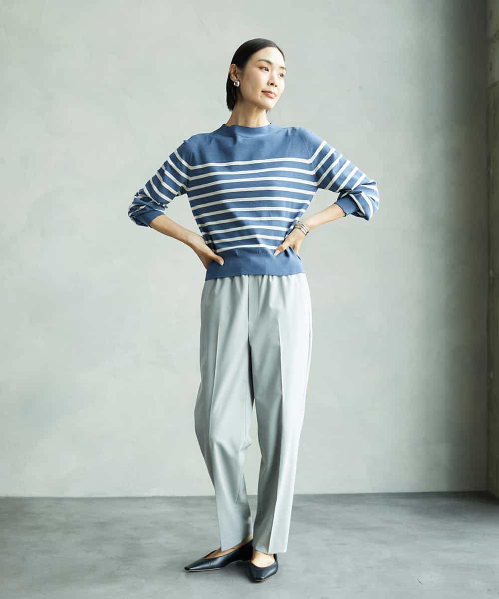 FMFAD15190 MICHEL KLEIN(ミッシェルクラン) ホールガーメント(R)ボトルネックニット ネイビー