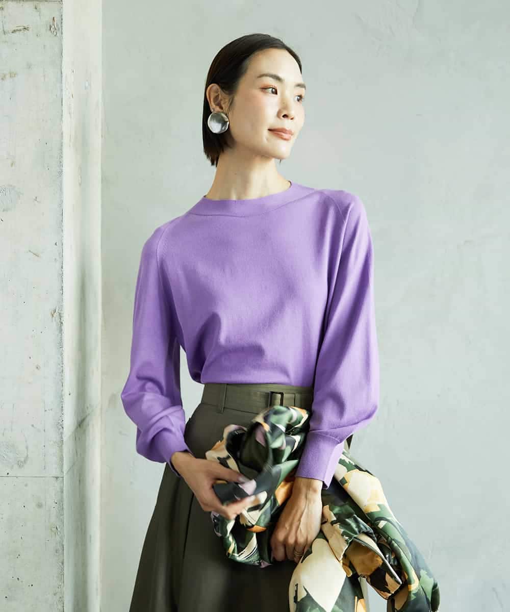 FMFAD15190 MICHEL KLEIN(ミッシェルクラン) ホールガーメント(R)ボトルネックニット ネイビー