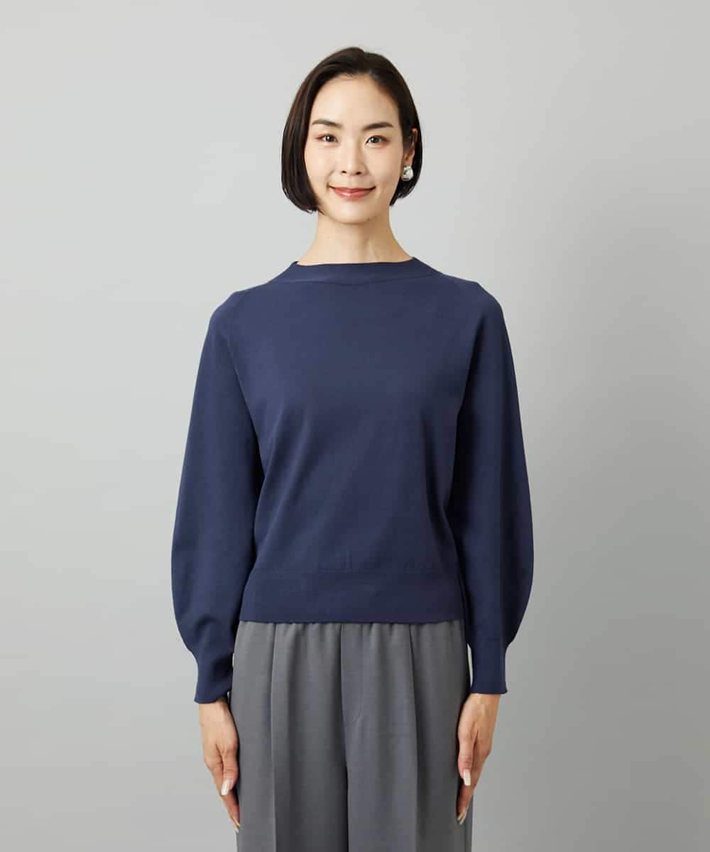 FMFAD15190 MICHEL KLEIN(ミッシェルクラン) ホールガーメント(R)ボトルネックニット ネイビー