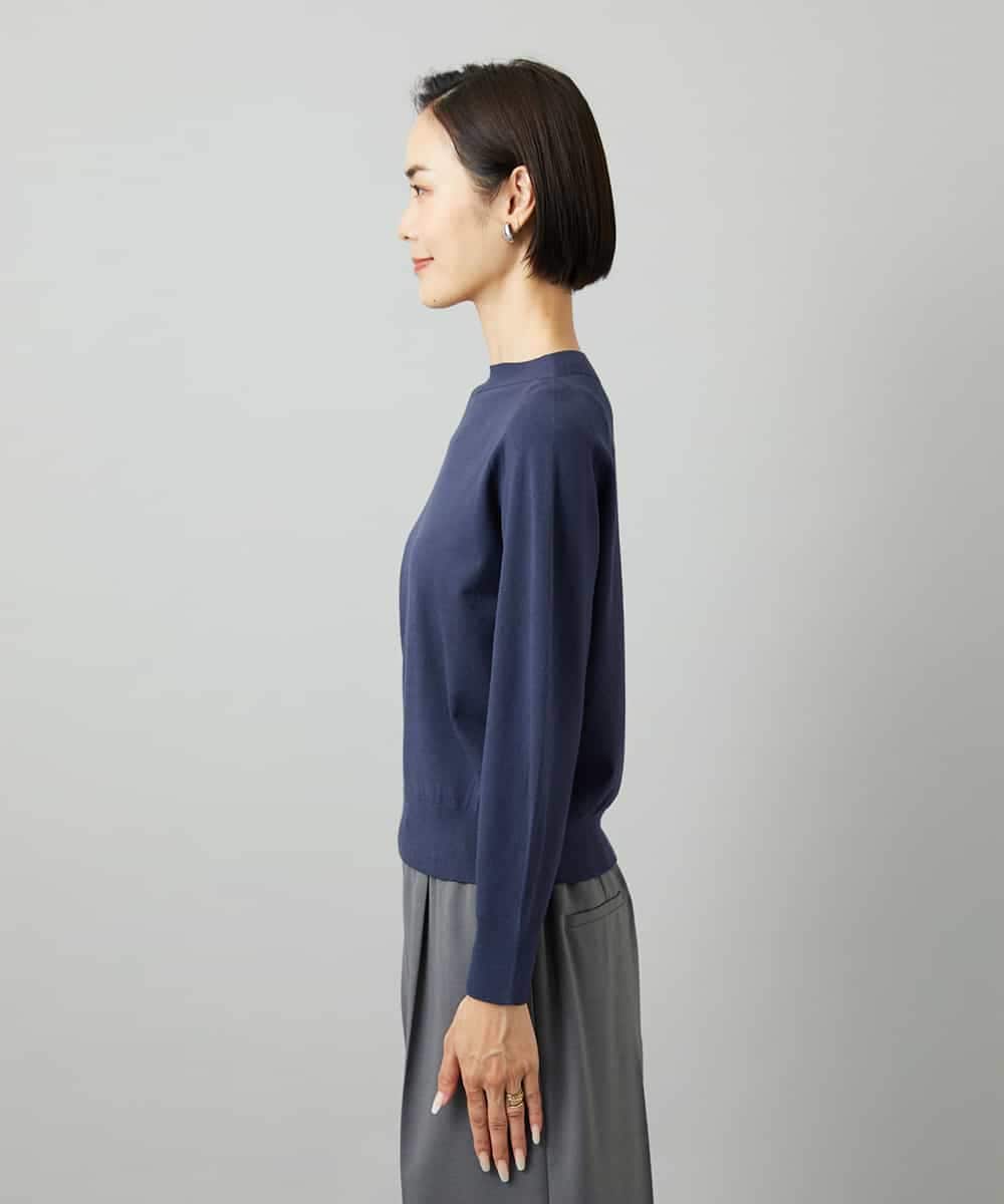 FMFAD15190 MICHEL KLEIN(ミッシェルクラン) ホールガーメント(R)ボトルネックニット ネイビー