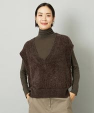 FMFAD16190 MICHEL KLEIN(ミッシェルクラン) フェザータッチVネックベスト ブラウン