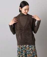 FMFAD16190 MICHEL KLEIN(ミッシェルクラン) フェザータッチVネックベスト ブラウン