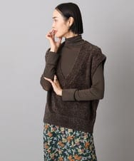 FMFAD16190 MICHEL KLEIN(ミッシェルクラン) フェザータッチVネックベスト ブラウン