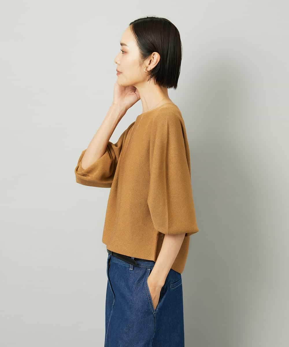 FMFAD18220 MICHEL KLEIN(ミッシェルクラン) ホールガーメント(R)ラメニット ライトグレー