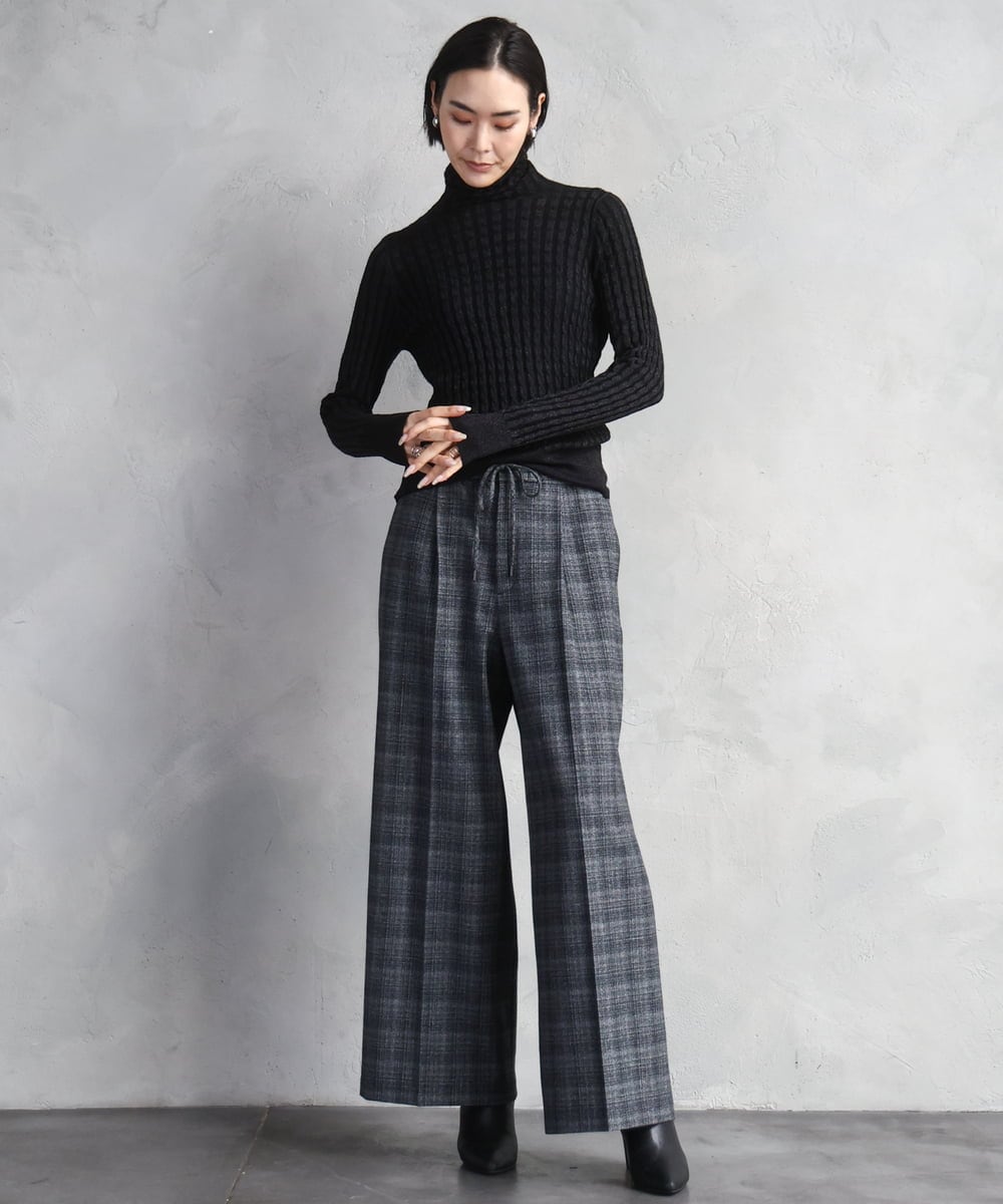 FMFAD20230 MICHEL KLEIN(ミッシェルクラン) シアーケーブルハイネックニット ライトグレー