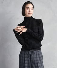 FMFAD20230 MICHEL KLEIN(ミッシェルクラン) シアーケーブルハイネックニット ライトグレー