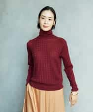 FMFAD20230 MICHEL KLEIN(ミッシェルクラン) シアーケーブルハイネックニット ボルドー