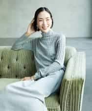 FMFAD20230 MICHEL KLEIN(ミッシェルクラン) シアーケーブルハイネックニット ライトグレー