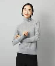 FMFAD20230 MICHEL KLEIN(ミッシェルクラン) シアーケーブルハイネックニット ライトグレー