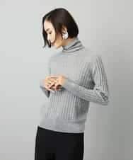 FMFAD20230 MICHEL KLEIN(ミッシェルクラン) シアーケーブルハイネックニット ライトグレー