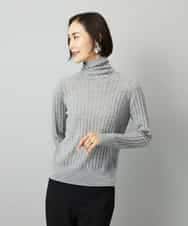 FMFAD20230 MICHEL KLEIN(ミッシェルクラン) シアーケーブルハイネックニット ライトグレー