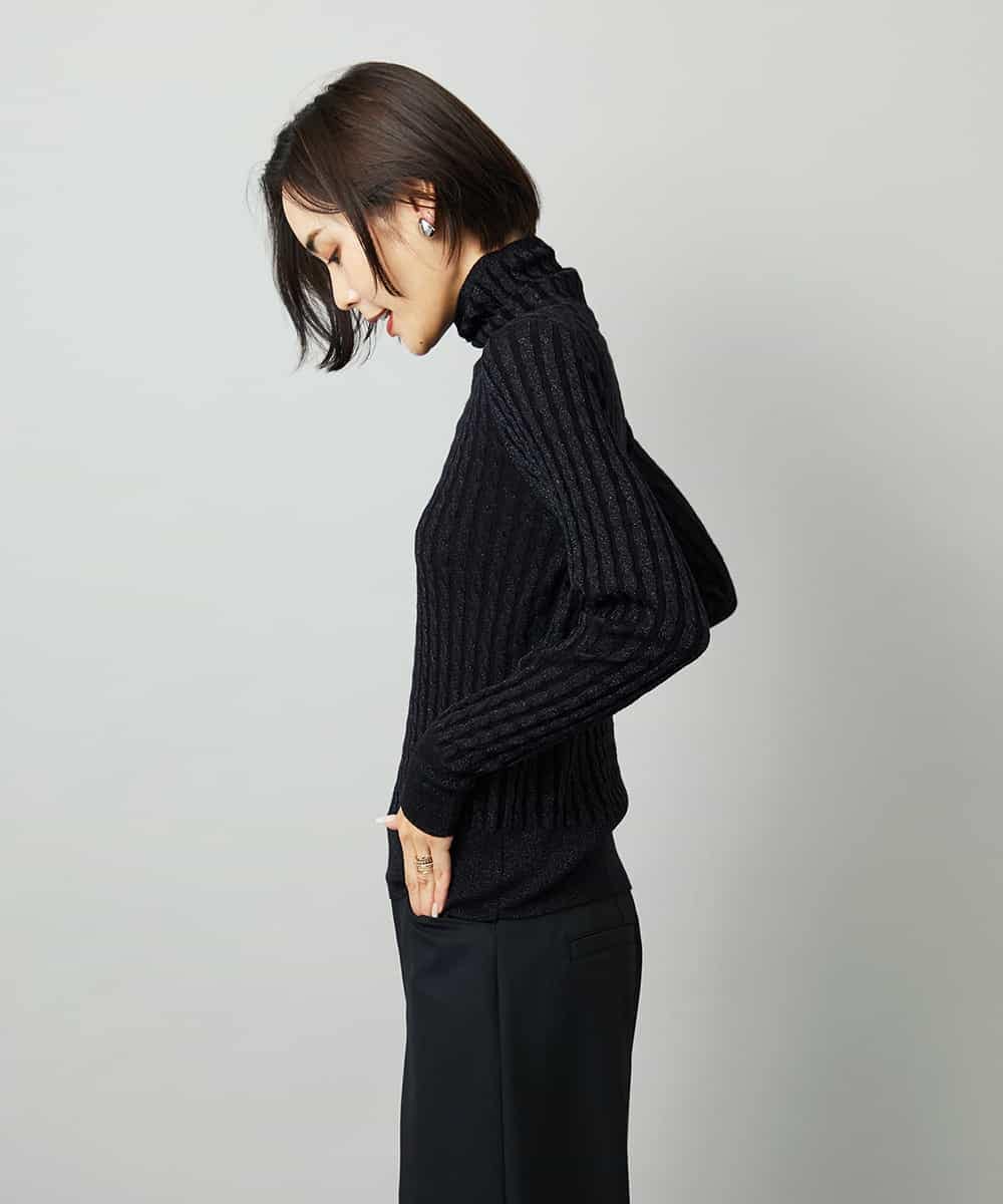 FMFAD20230 MICHEL KLEIN(ミッシェルクラン) シアーケーブルハイネックニット ライトグレー
