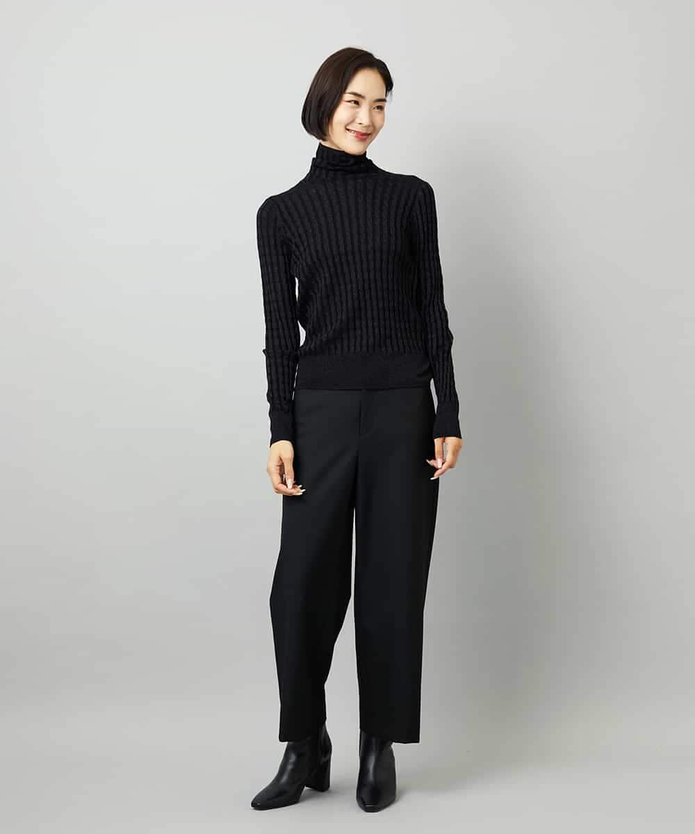 FMFAD20230 MICHEL KLEIN(ミッシェルクラン) シアーケーブルハイネックニット ライトグレー