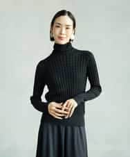 FMFAD20230 MICHEL KLEIN(ミッシェルクラン) シアーケーブルハイネックニット ブラック
