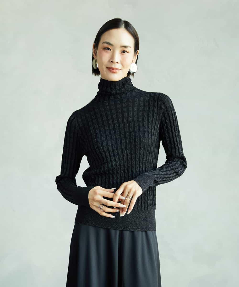 FMFAD20230 MICHEL KLEIN シアーケーブルハイネックニット