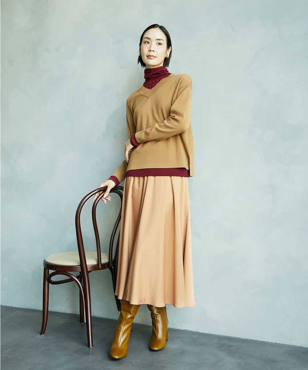 FMFAD23210 MICHEL KLEIN(ミッシェルクラン) Vネックニット ベージュ