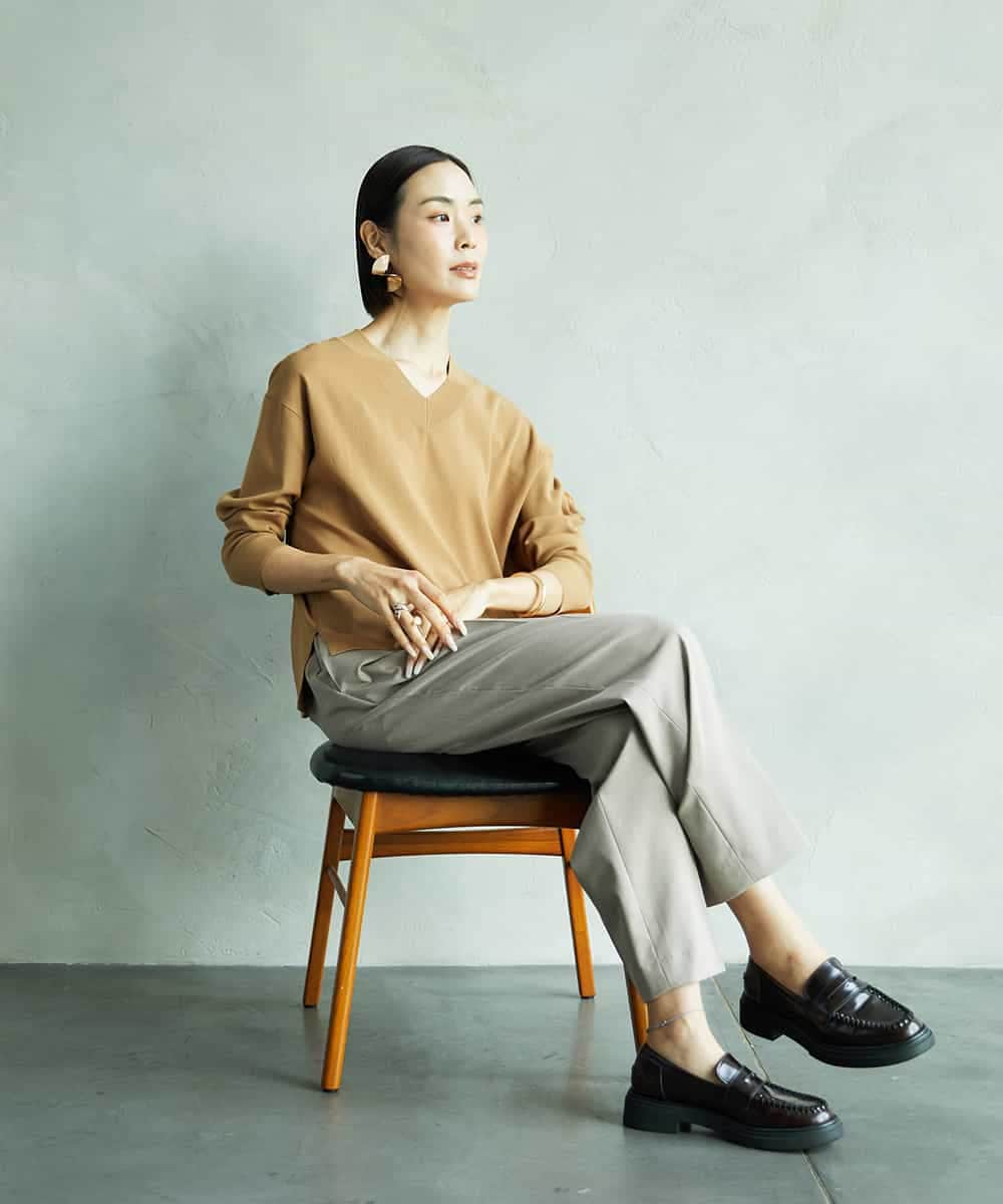 FMFAD23210 MICHEL KLEIN(ミッシェルクラン) Vネックニット ベージュ