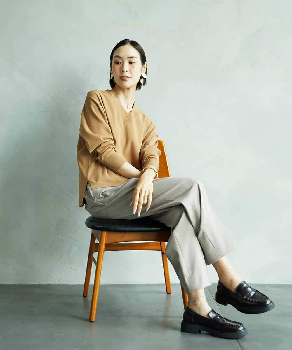 FMFAD23210 MICHEL KLEIN(ミッシェルクラン) Vネックニット ベージュ