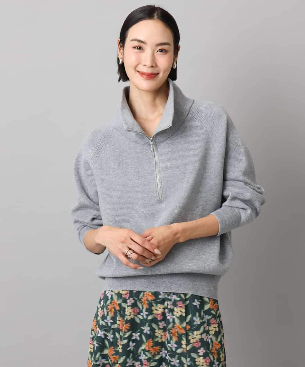 FMFAD25230 MICHEL KLEIN(ミッシェルクラン) ハーフジップニット ホワイト