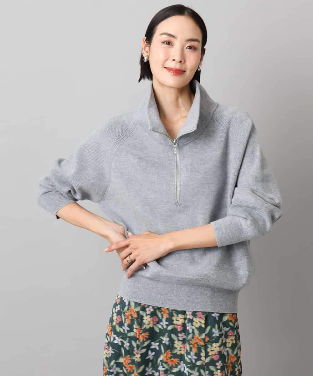 FMFAD25230 MICHEL KLEIN(ミッシェルクラン) ハーフジップニット ホワイト