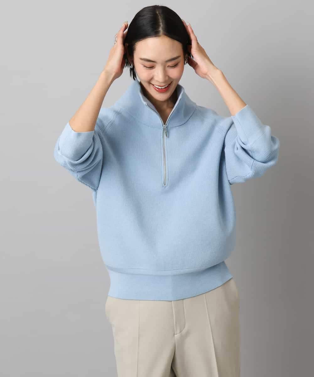 FMFAD25230 MICHEL KLEIN(ミッシェルクラン) ハーフジップニット ホワイト