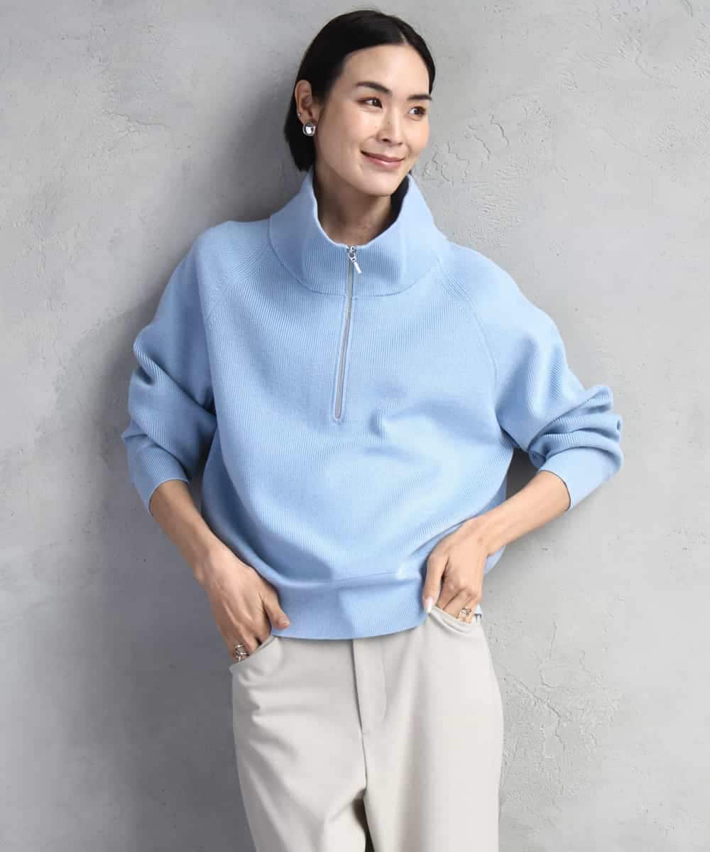 FMFAD25230 MICHEL KLEIN(ミッシェルクラン) ハーフジップニット ホワイト