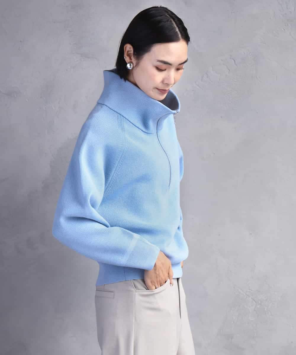 FMFAD25230 MICHEL KLEIN(ミッシェルクラン) ハーフジップニット ホワイト