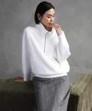 FMFAD25230 MICHEL KLEIN(ミッシェルクラン) ハーフジップニット ホワイト