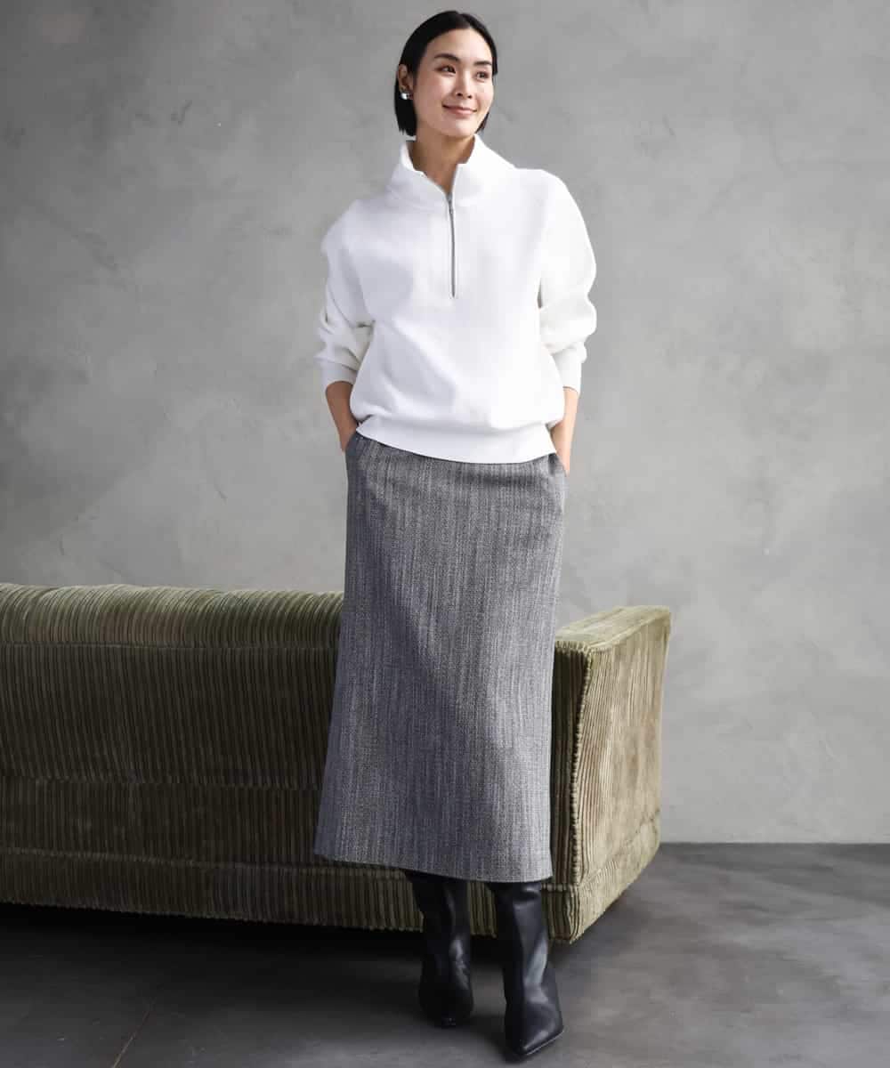 FMFAD25230 MICHEL KLEIN(ミッシェルクラン) ハーフジップニット ホワイト