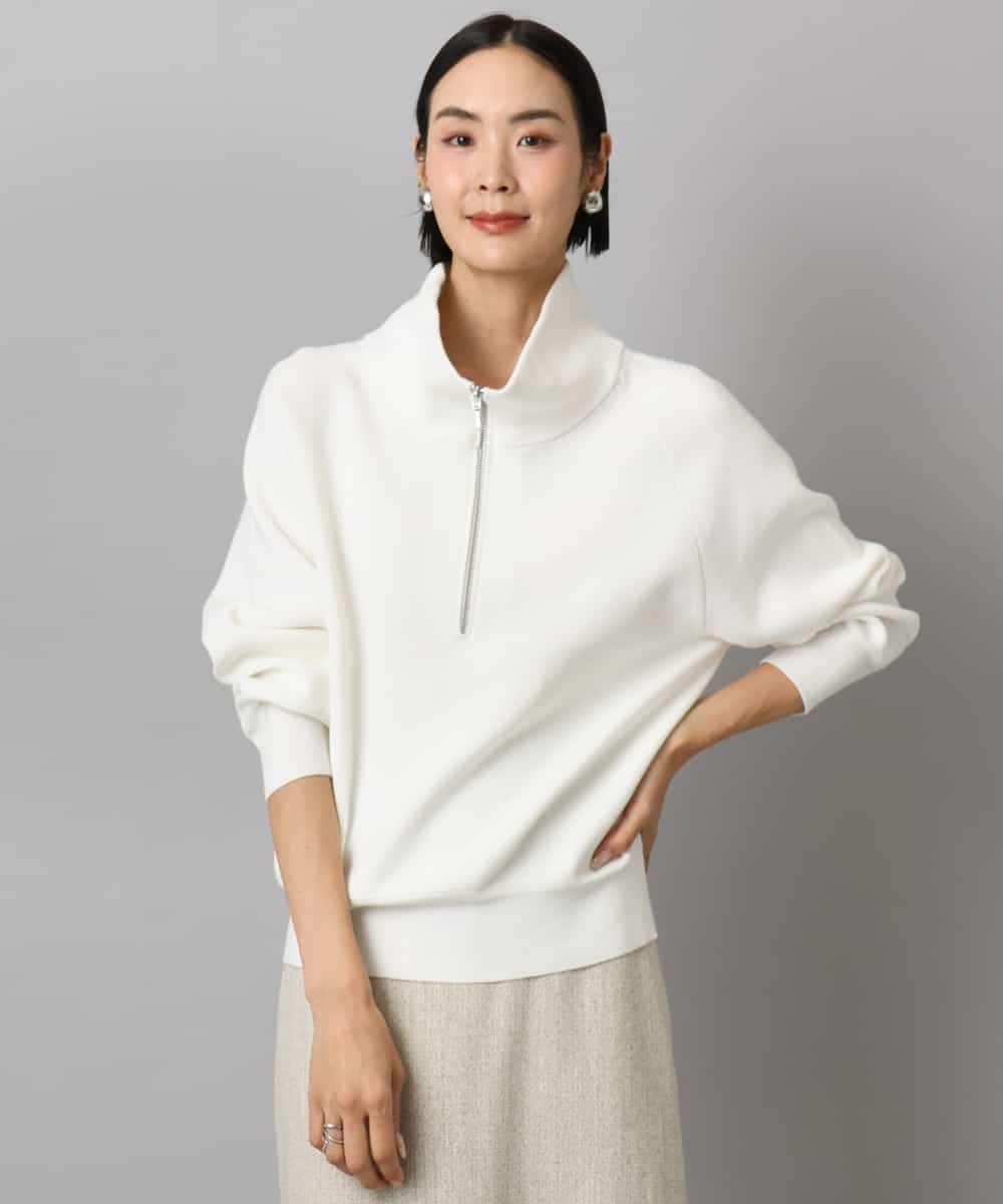 FMFAD25230 MICHEL KLEIN(ミッシェルクラン) ハーフジップニット ホワイト