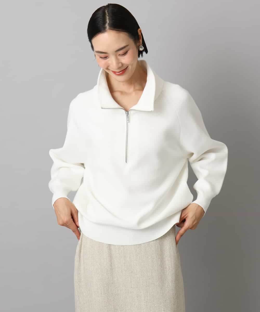 FMFAD25230 MICHEL KLEIN(ミッシェルクラン) ハーフジップニット ホワイト