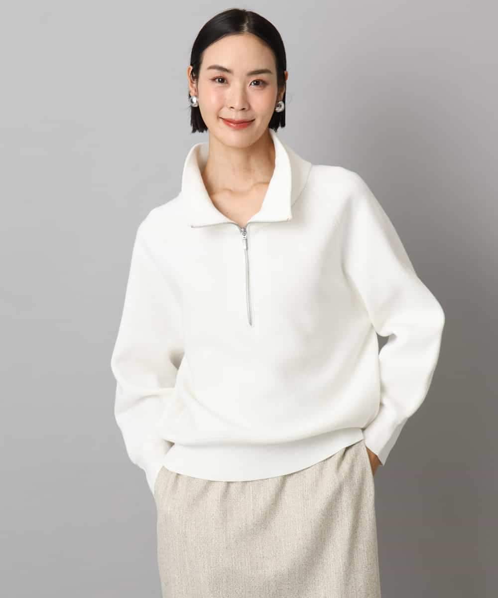 FMFAD25230 MICHEL KLEIN(ミッシェルクラン) ハーフジップニット ホワイト