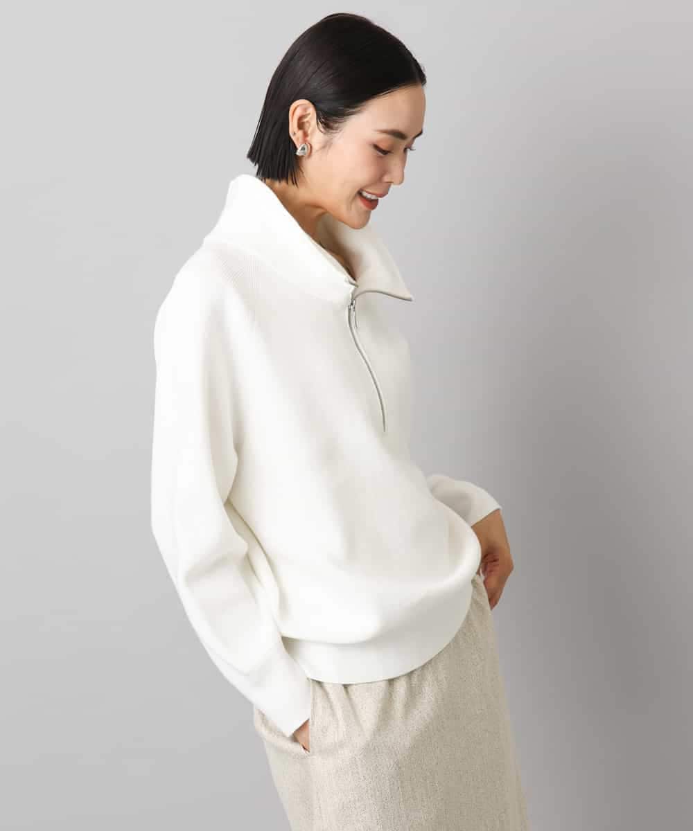 FMFAD25230 MICHEL KLEIN(ミッシェルクラン) ハーフジップニット ホワイト