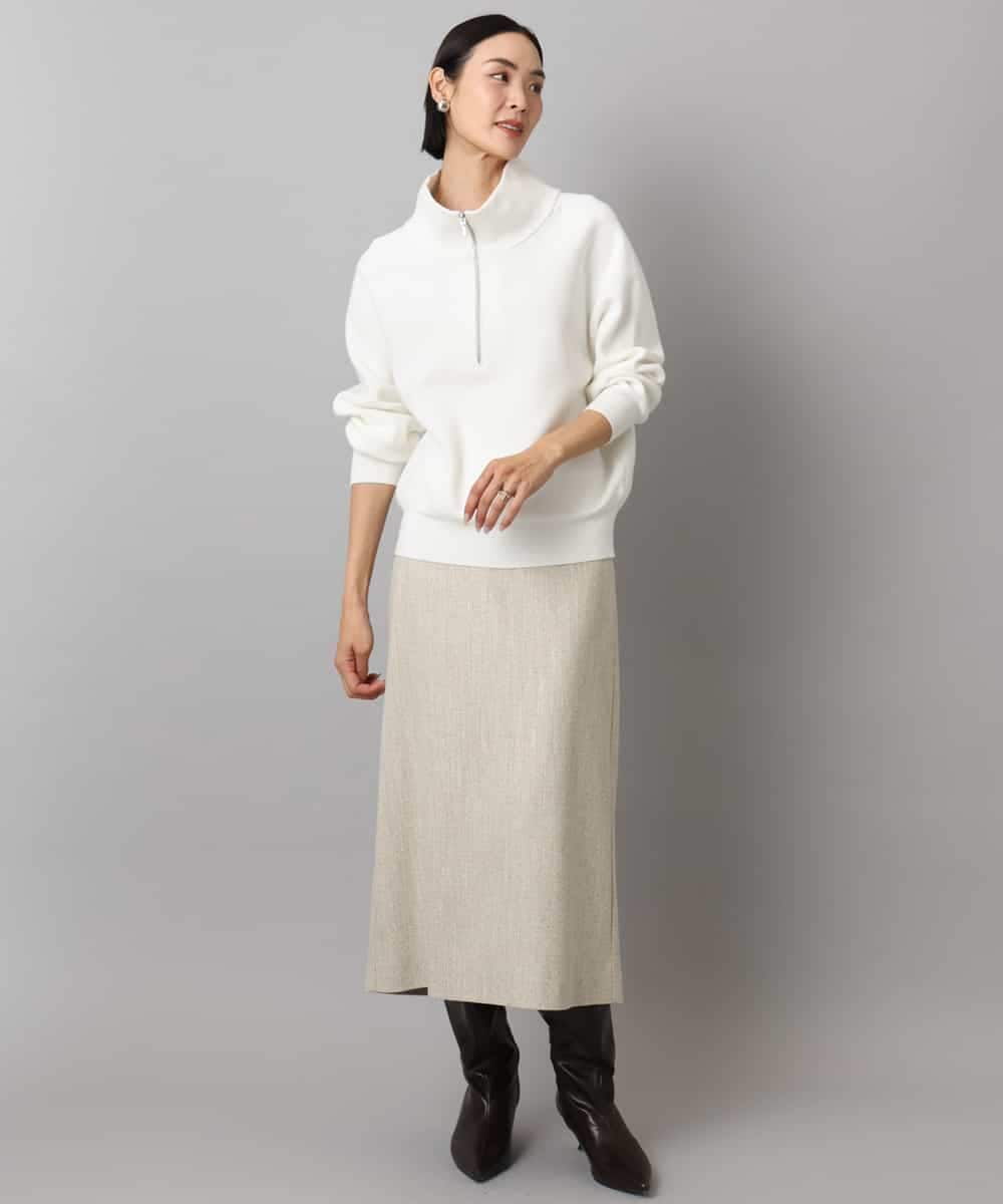 FMFAD25230 MICHEL KLEIN(ミッシェルクラン) ハーフジップニット ホワイト