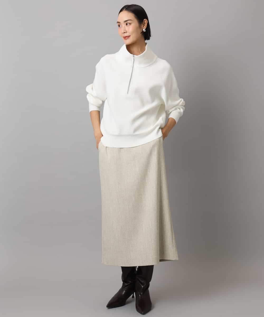 FMFAD25230 MICHEL KLEIN(ミッシェルクラン) ハーフジップニット ホワイト