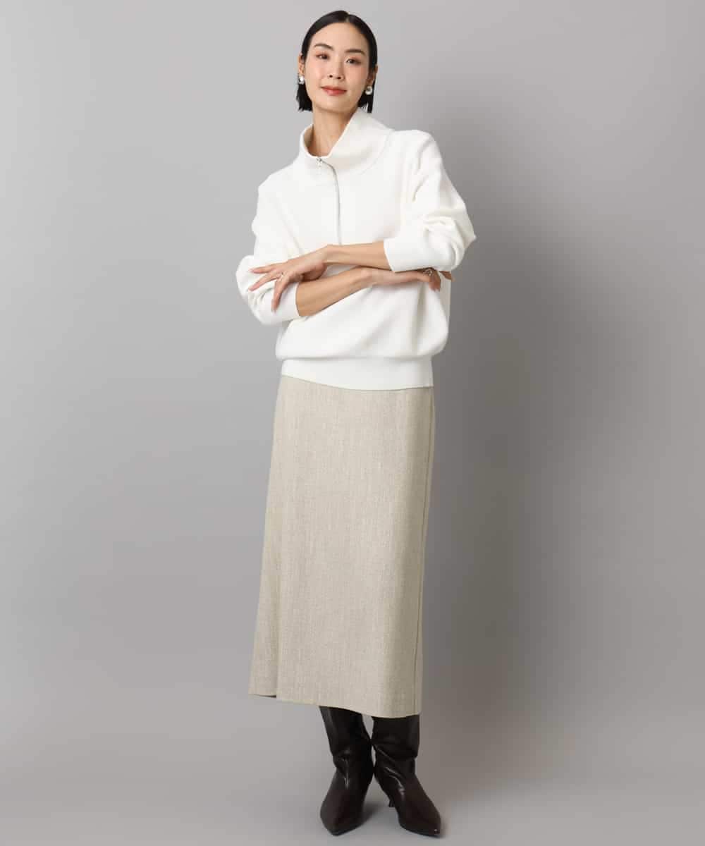 FMFAD25230 MICHEL KLEIN(ミッシェルクラン) ハーフジップニット ホワイト