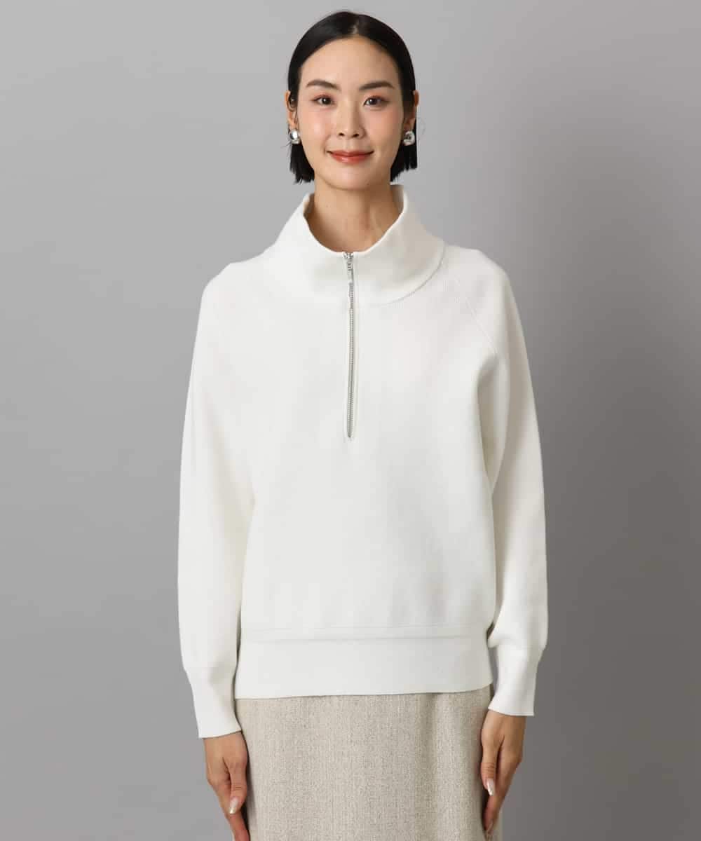 FMFAD25230 MICHEL KLEIN(ミッシェルクラン) ハーフジップニット ホワイト