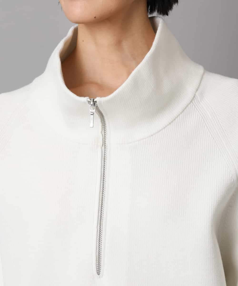 FMFAD25230 MICHEL KLEIN(ミッシェルクラン) ハーフジップニット ホワイト
