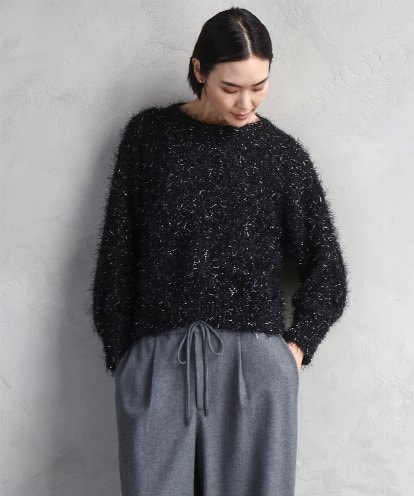 FMFAD27230 MICHEL KLEIN フェザーヤーンラメプルオーバー