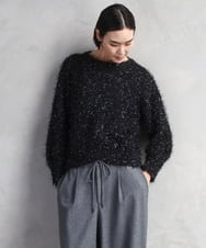 FMFAD27230 MICHEL KLEIN(ミッシェルクラン) フェザーヤーンラメプルオーバー ブラック